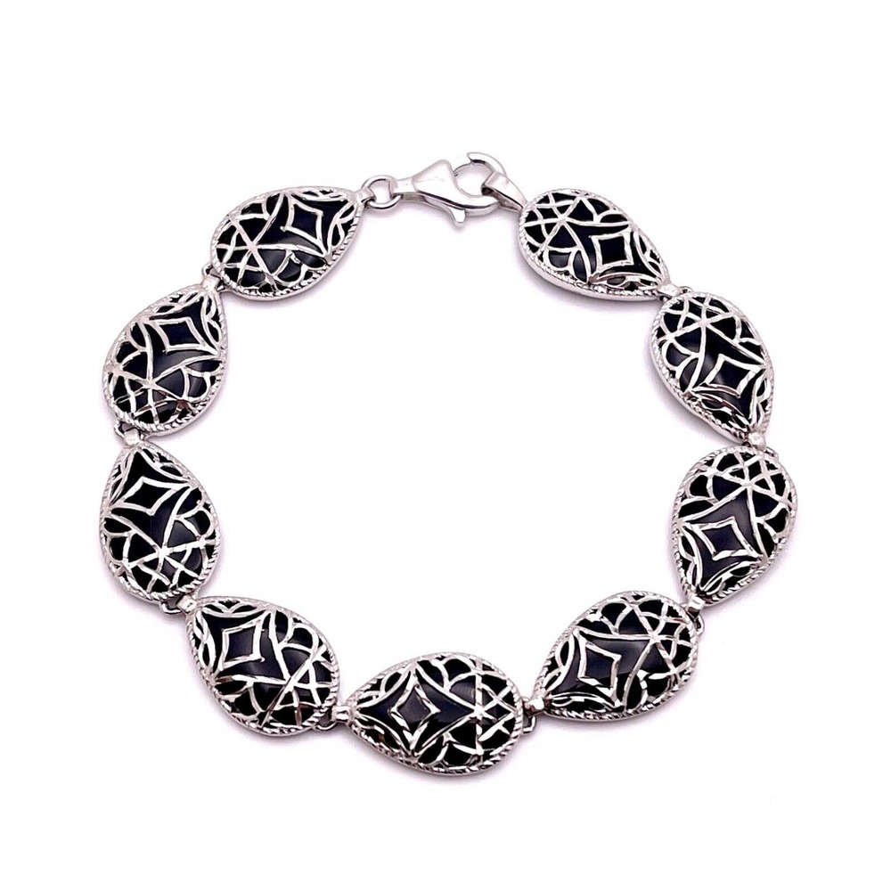 .925 Sterling Silver & Black Onyx Bracelet